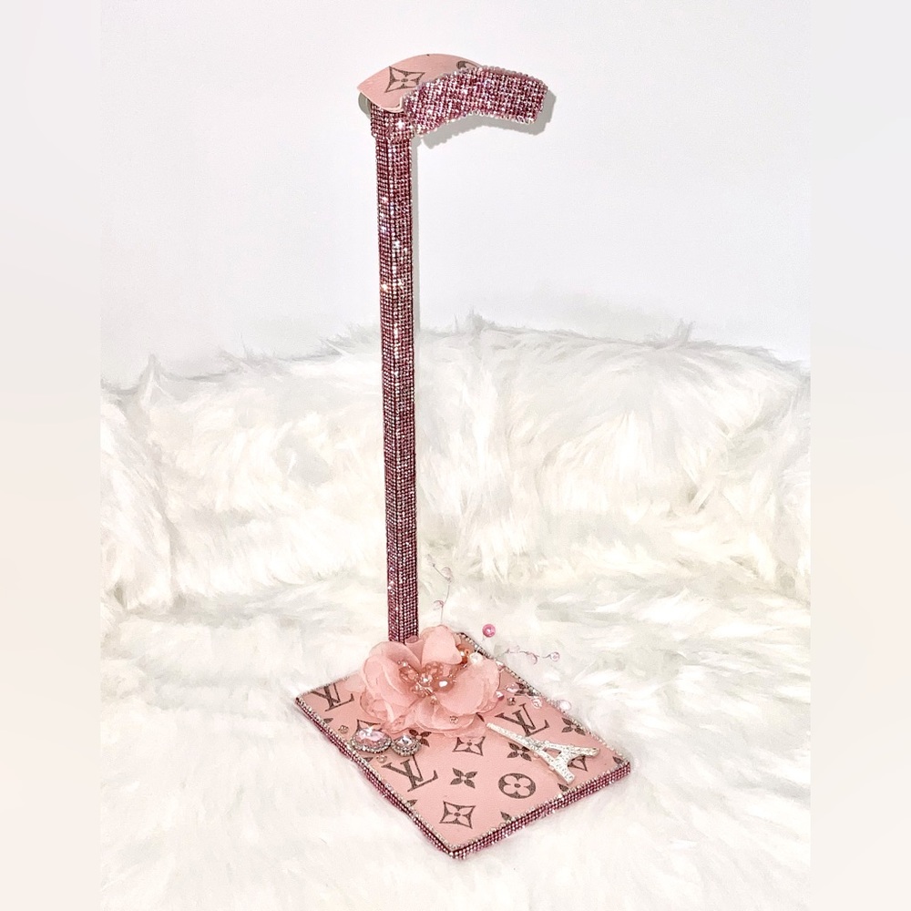 Handbag Purse Display Stand with crystals, adjustable high, heavy iron